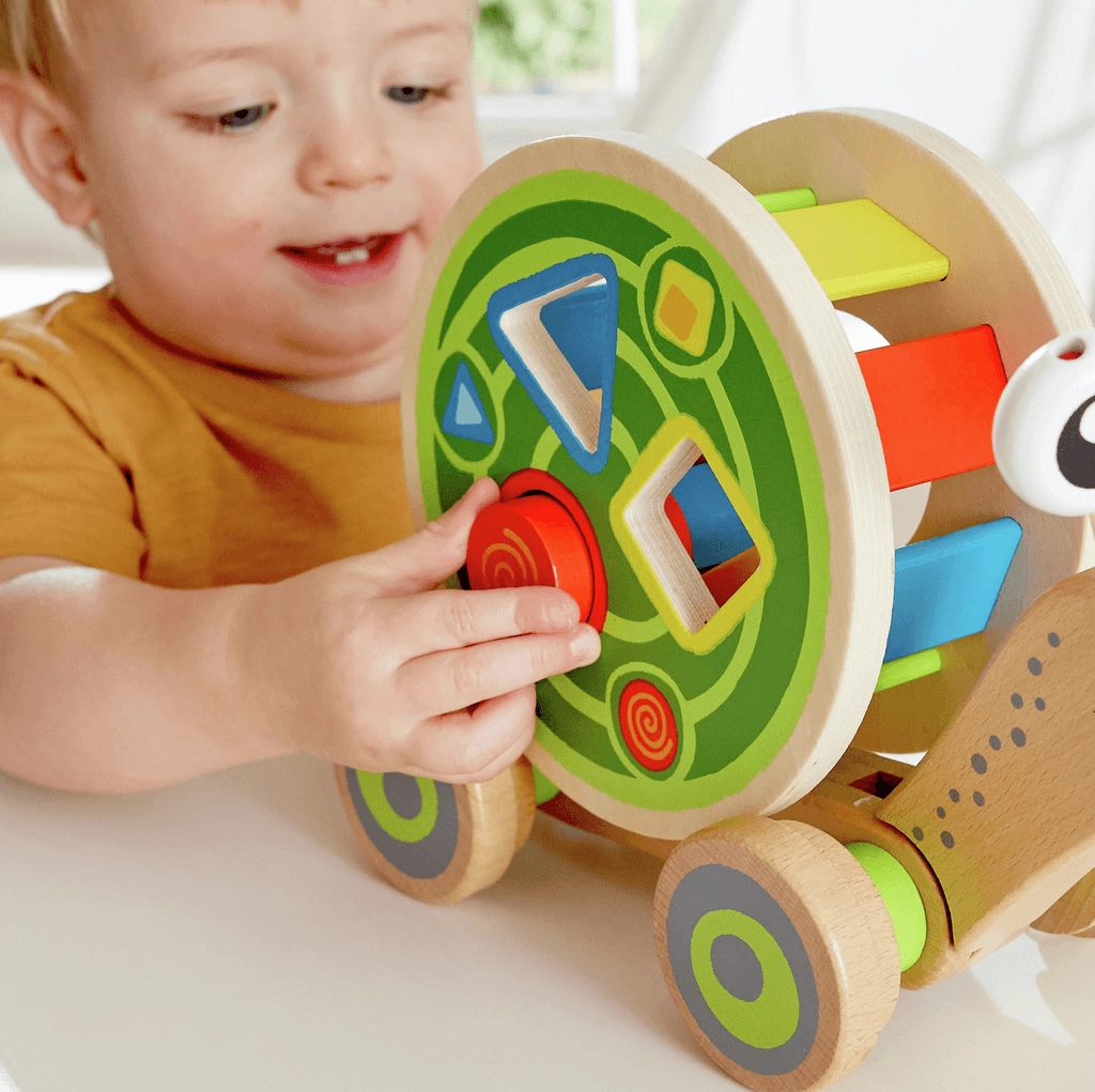 Hape Walk-A-Long Snail Pull Along and Shape Sorter Toy for Ages 1 & Up