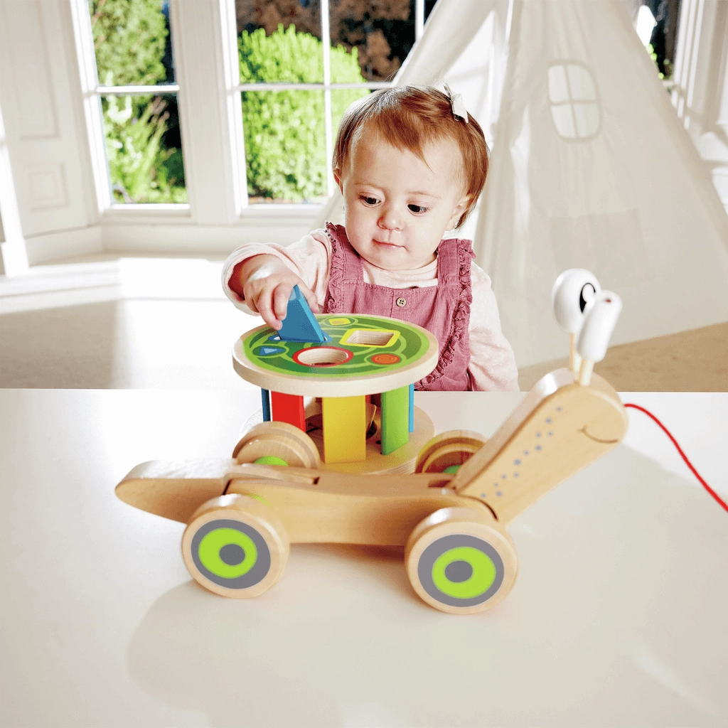 Hape Walk-A-Long Snail Pull Along and Shape Sorter Toy for Ages 1 & Up