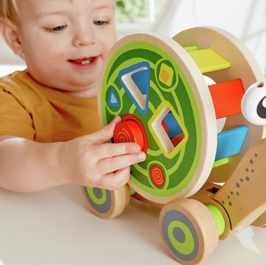 Hape Walk-A-Long Snail Pull Along and Shape Sorter Toy for Ages 1 & Up