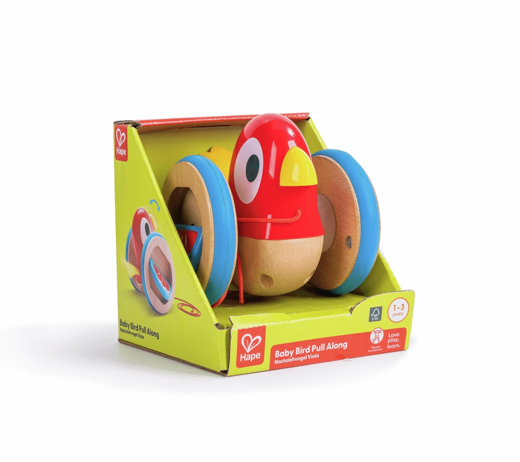Hape Wooden Pull Along Bird Toy with Flapping Wings for Ages 1 and Up