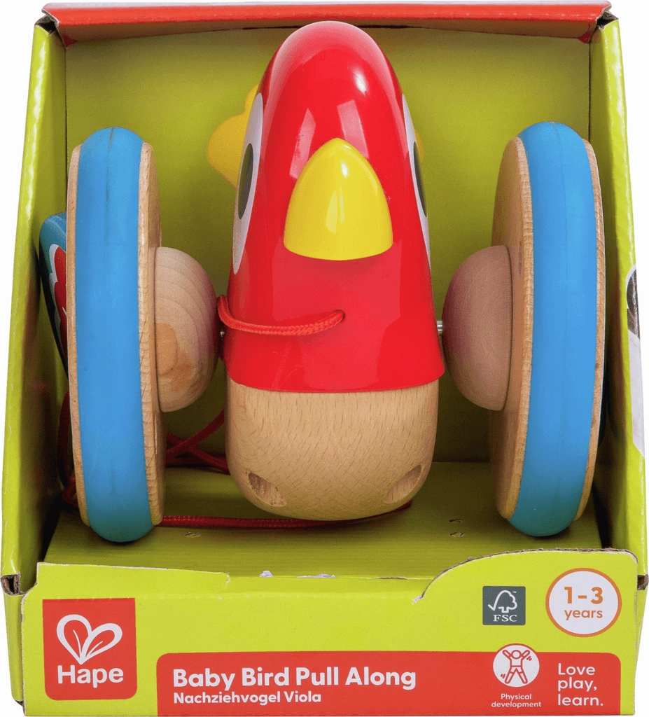 Hape Wooden Pull Along Bird Toy with Flapping Wings for Ages 1 and Up