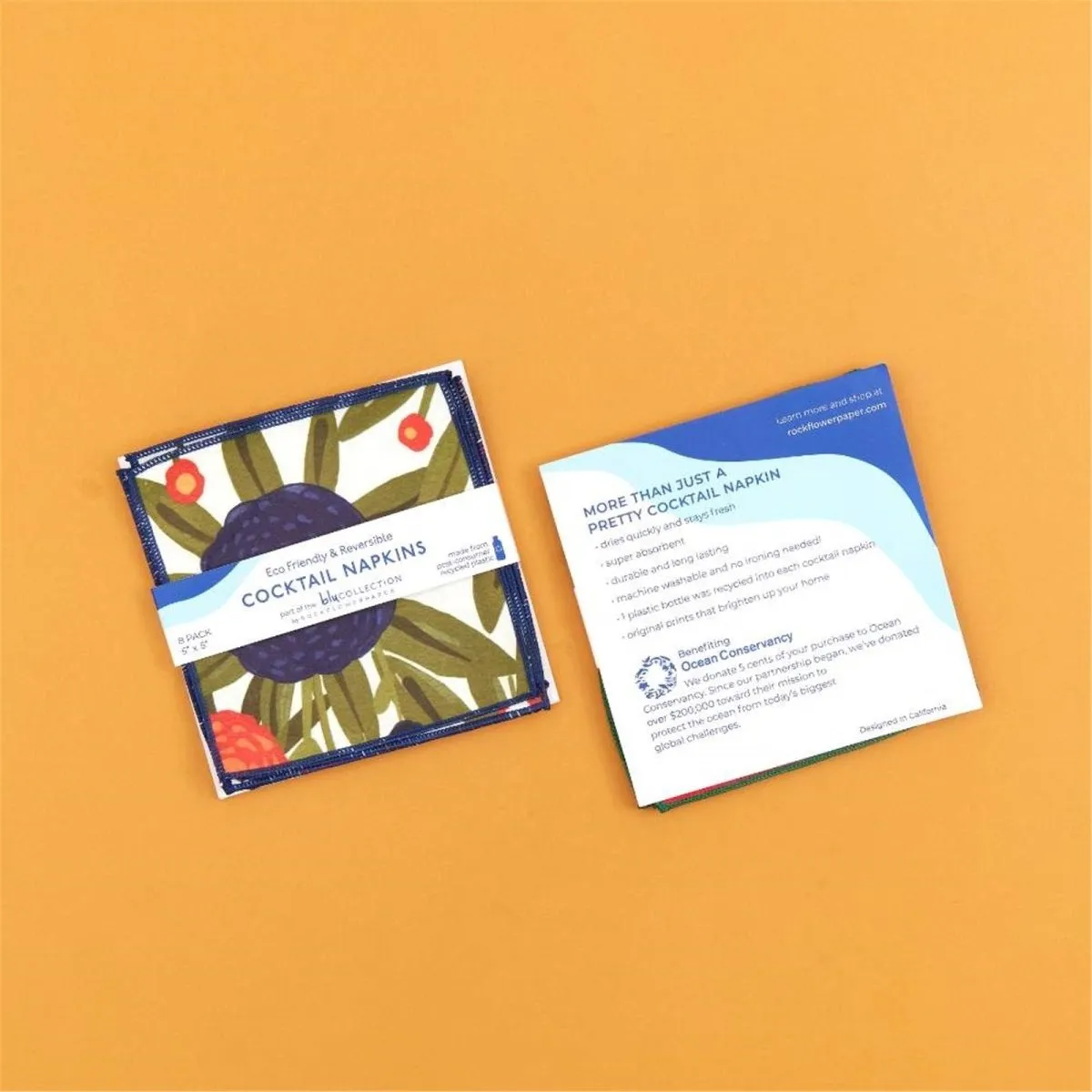 Harvest Sunshine blu Kitchen Reusable Cocktail Napkins Set of 8