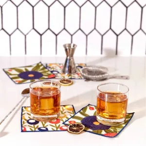 Harvest Sunshine blu Kitchen Reusable Cocktail Napkins Set of 8