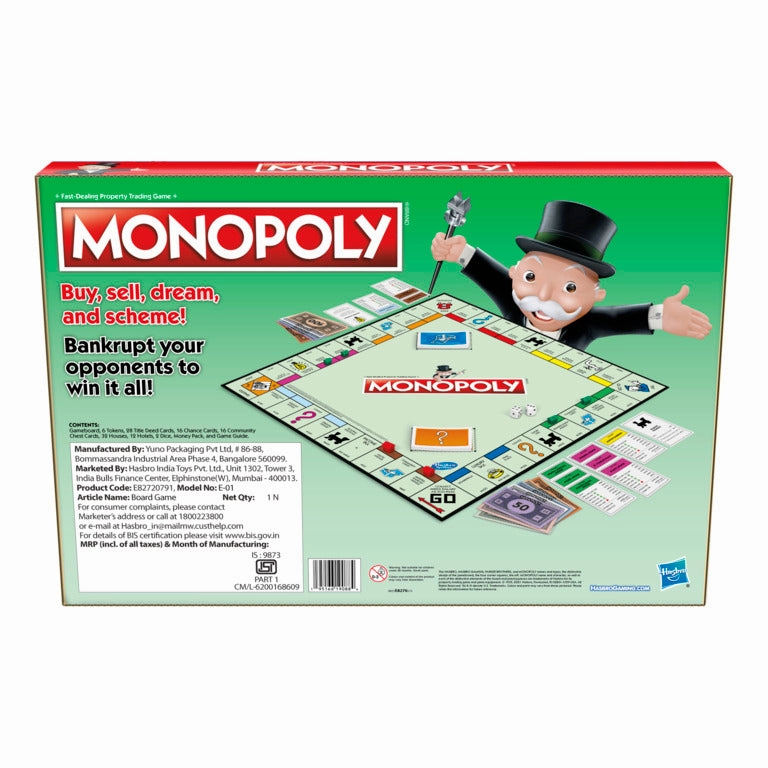 Hasbro Gaming Monopoly Classic Board Game for Families and Kids Ages 8 and Up