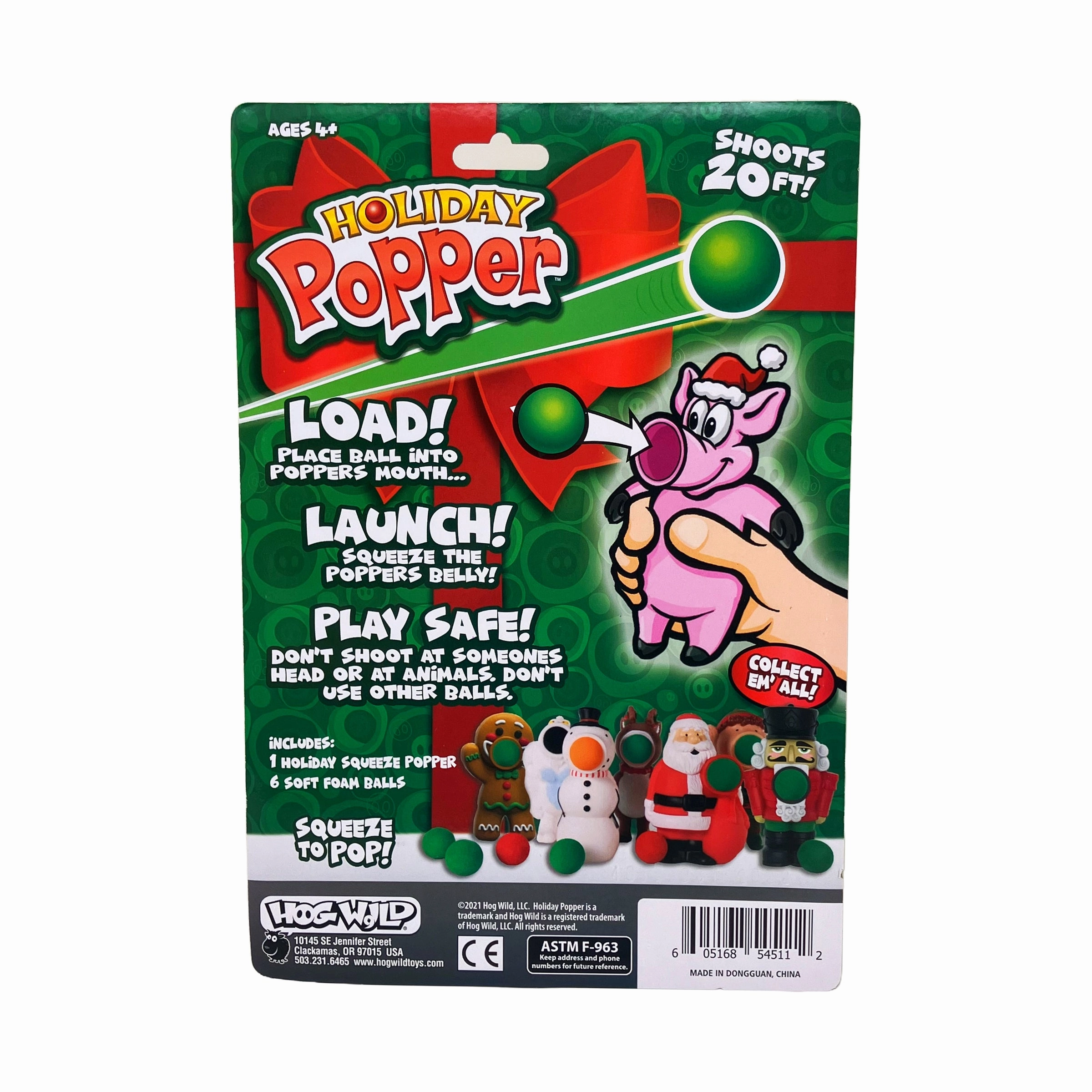 Hog Wild Santa Holiday Popper - Festive Foam Ball Launcher