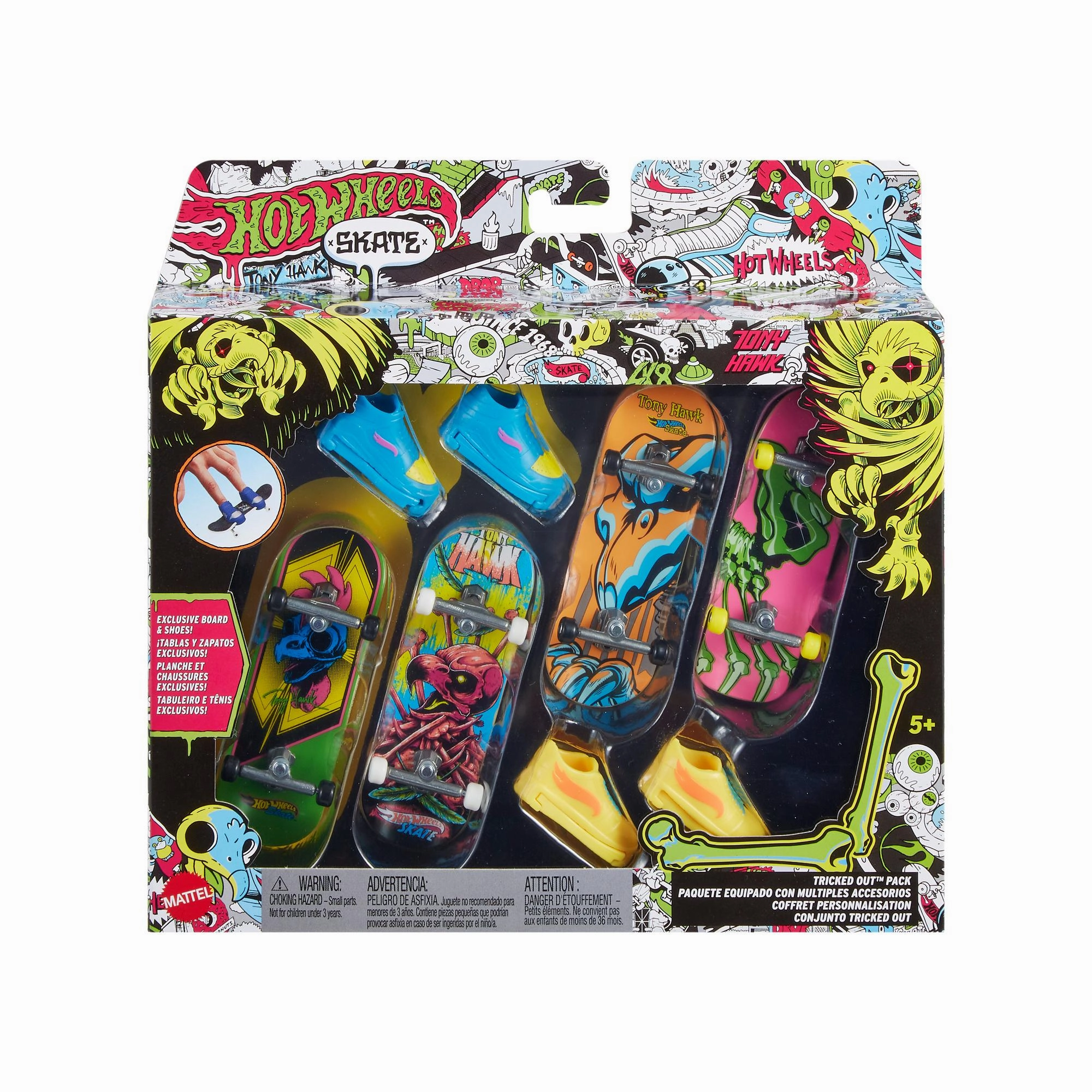 Hot Wheels Skate Neon Bones Fingerboard   Shoes Tricked Out Pack