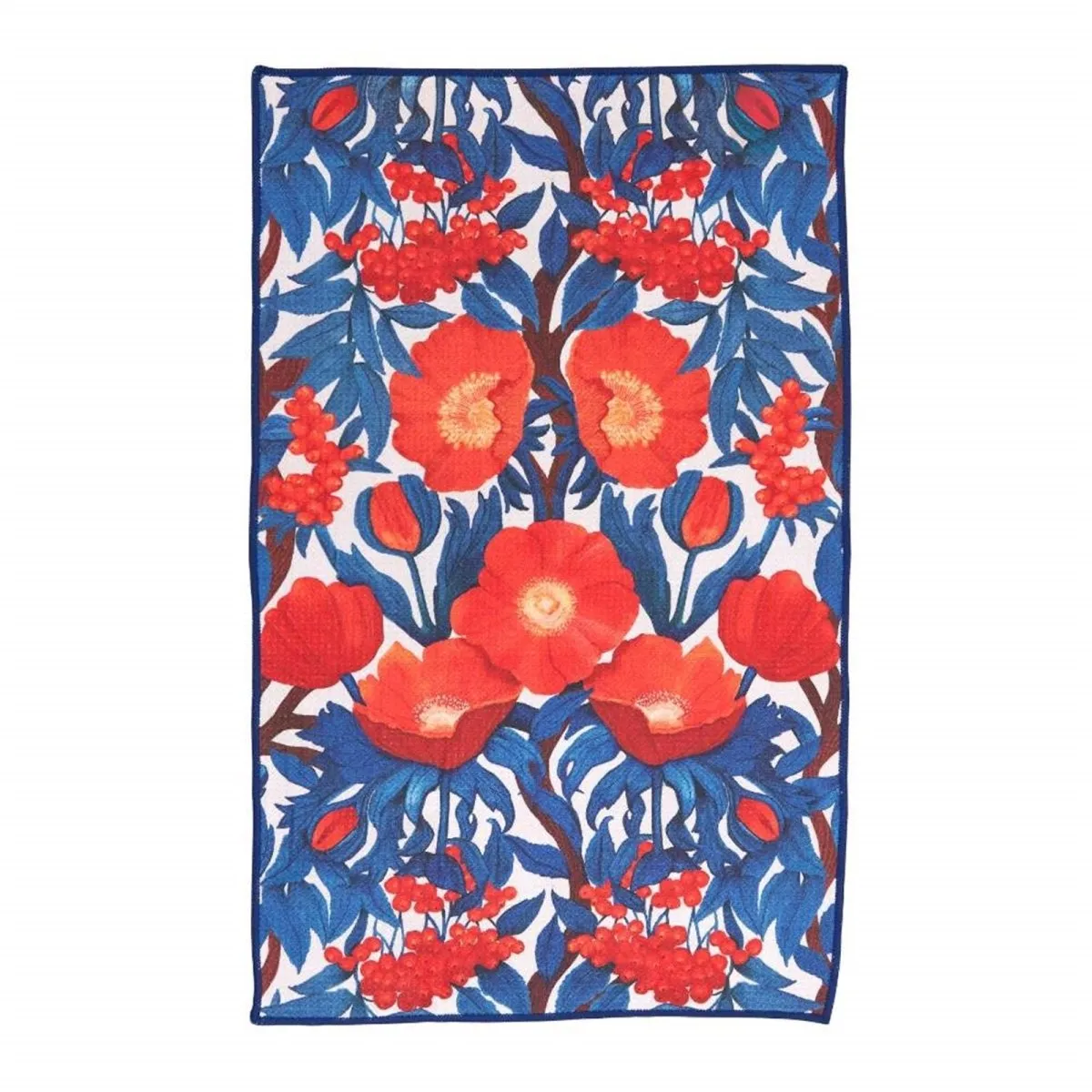 Icelandic Poppies blu Kitchen Tea Towel-Double-Sided Print
