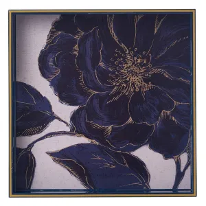 Indigo Garden 15" Square Lacquer Art Serving Tray