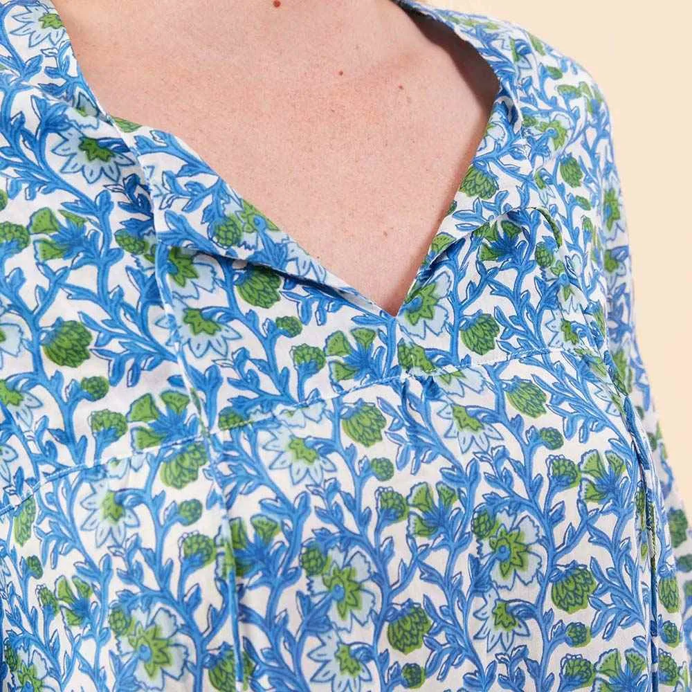 Isabella Blue Long Tiered Cotton Dress