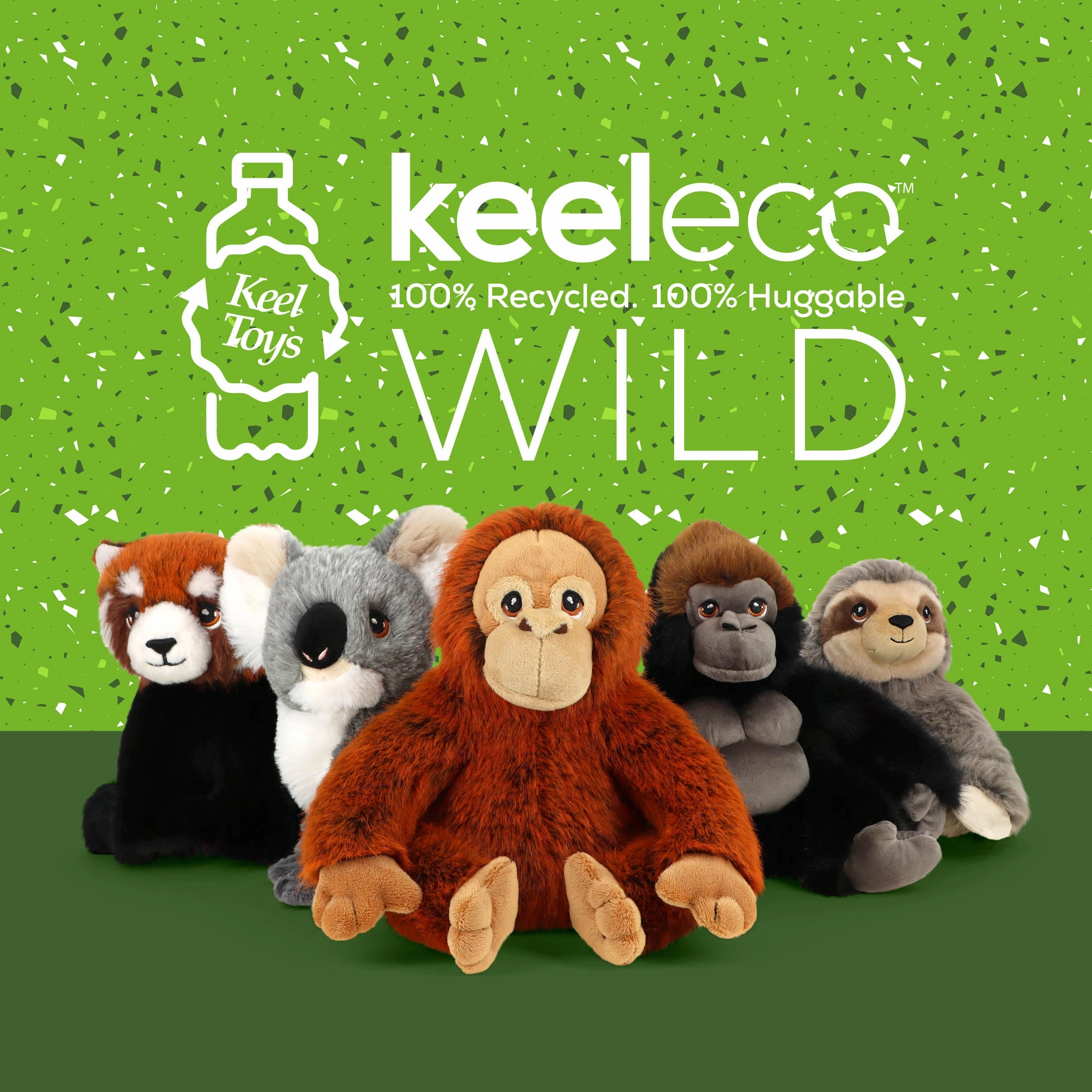 Keeleco 40cm Hanging Monkey Wild Animal Soft Toy - Assorted Designs (SINGLE)