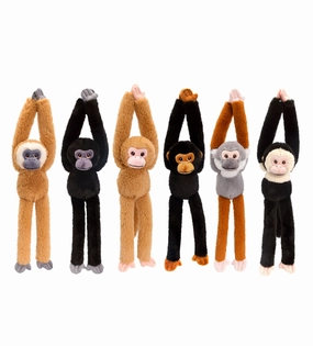 Keeleco 40cm Hanging Monkey Wild Animal Soft Toy - Assorted Designs (SINGLE)