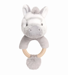 Keeleco Baby 14cm Cuddle Zebra Ring Rattle Soft Toy for Babies and Up