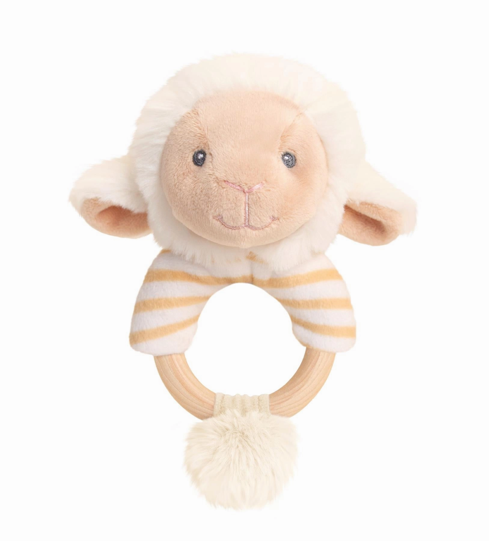 Keeleco Baby 14cm Lullaby Lamb Ring Rattle Soft Toy for Babies and Up