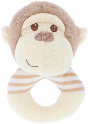 Keeleco Baby 14cm Marcel Monkey Soft Ring Rattle Suitable from Birth