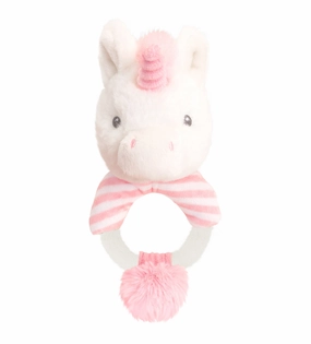 Keeleco Baby 14cm Twinkle Unicorn Ring Rattle Soft Toy for Babies & Up