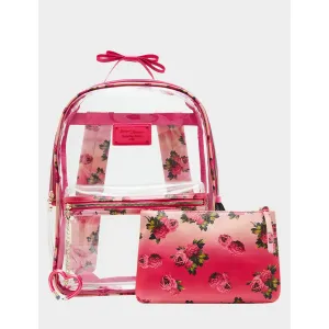 Large Clear Backpack Floral Print Betsey Johnson Jewelry