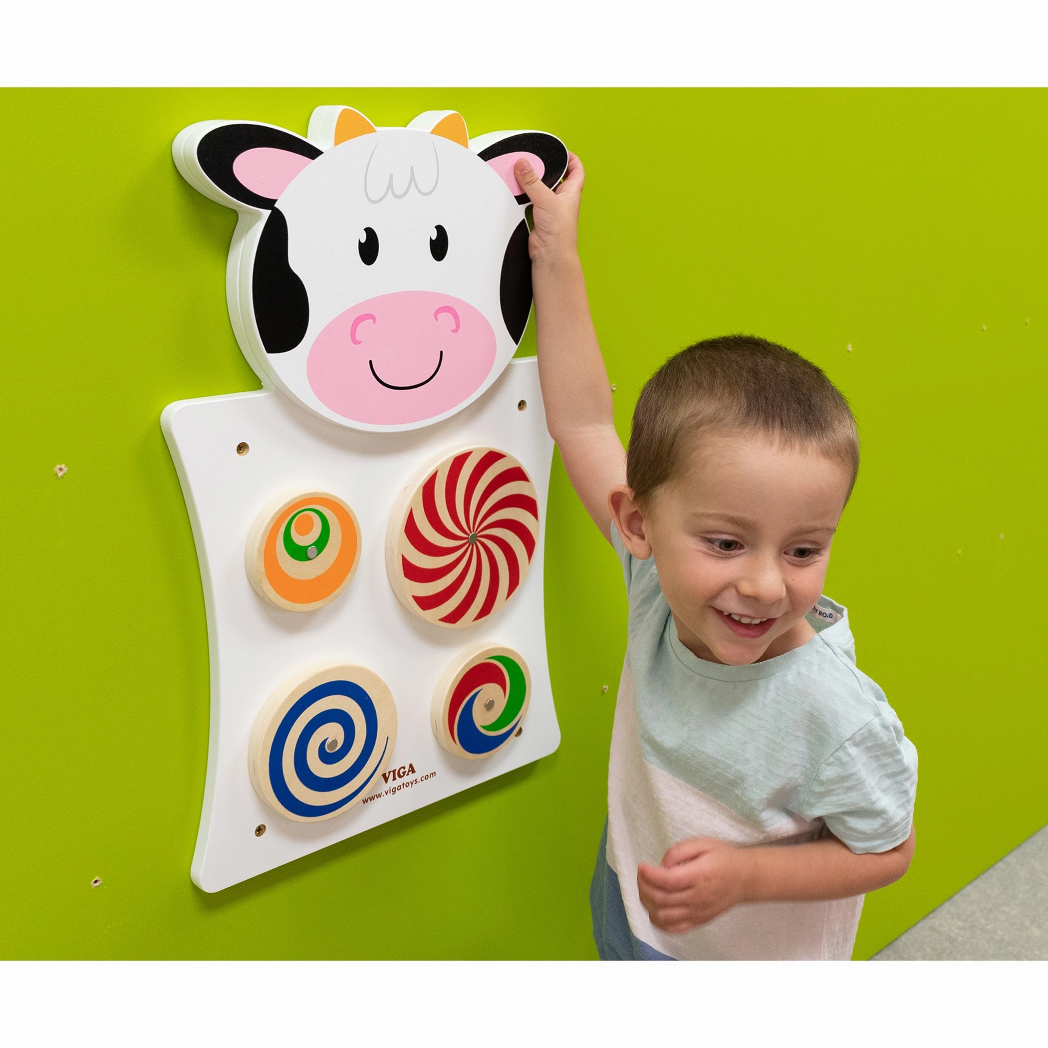 Learning Advantage Cow Activity Wall Panel - Interactive Toddler Play Center - 18m 