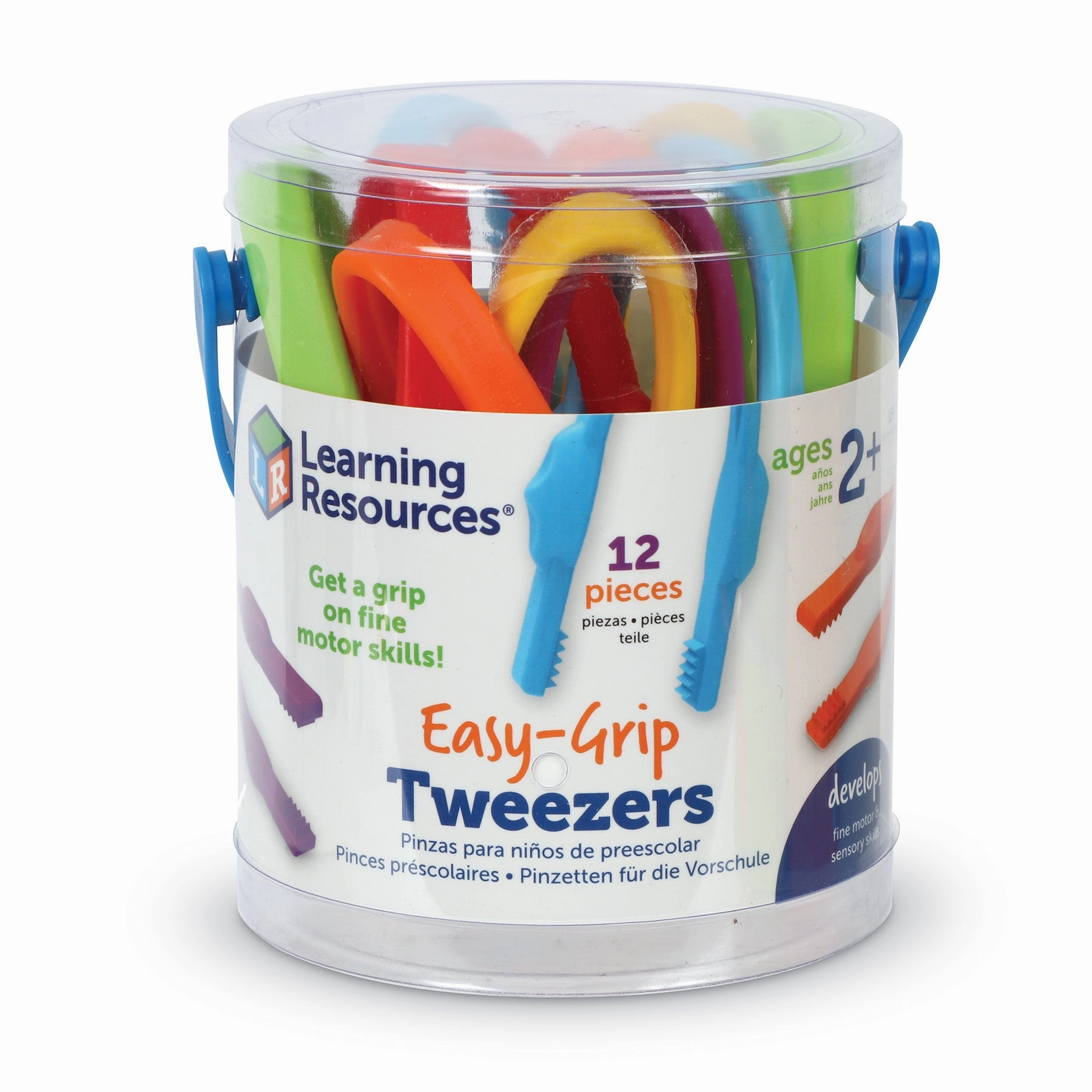 Learning Resources Easy Grip Preschool Tweezers - Colorful Learning Tools - Pack of 12