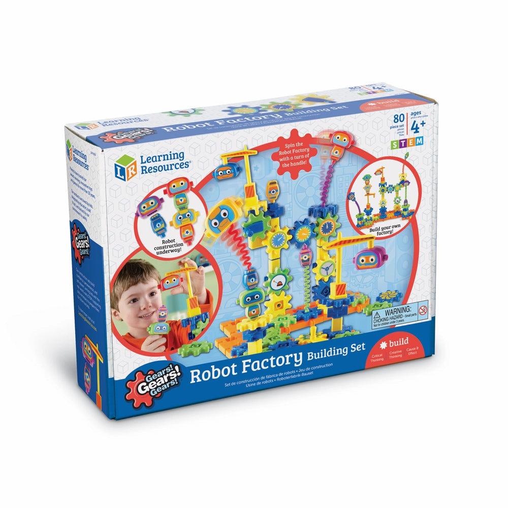 Learning Resources Gears! Gears! Gears! 80-Piece Robot Factory Building Set