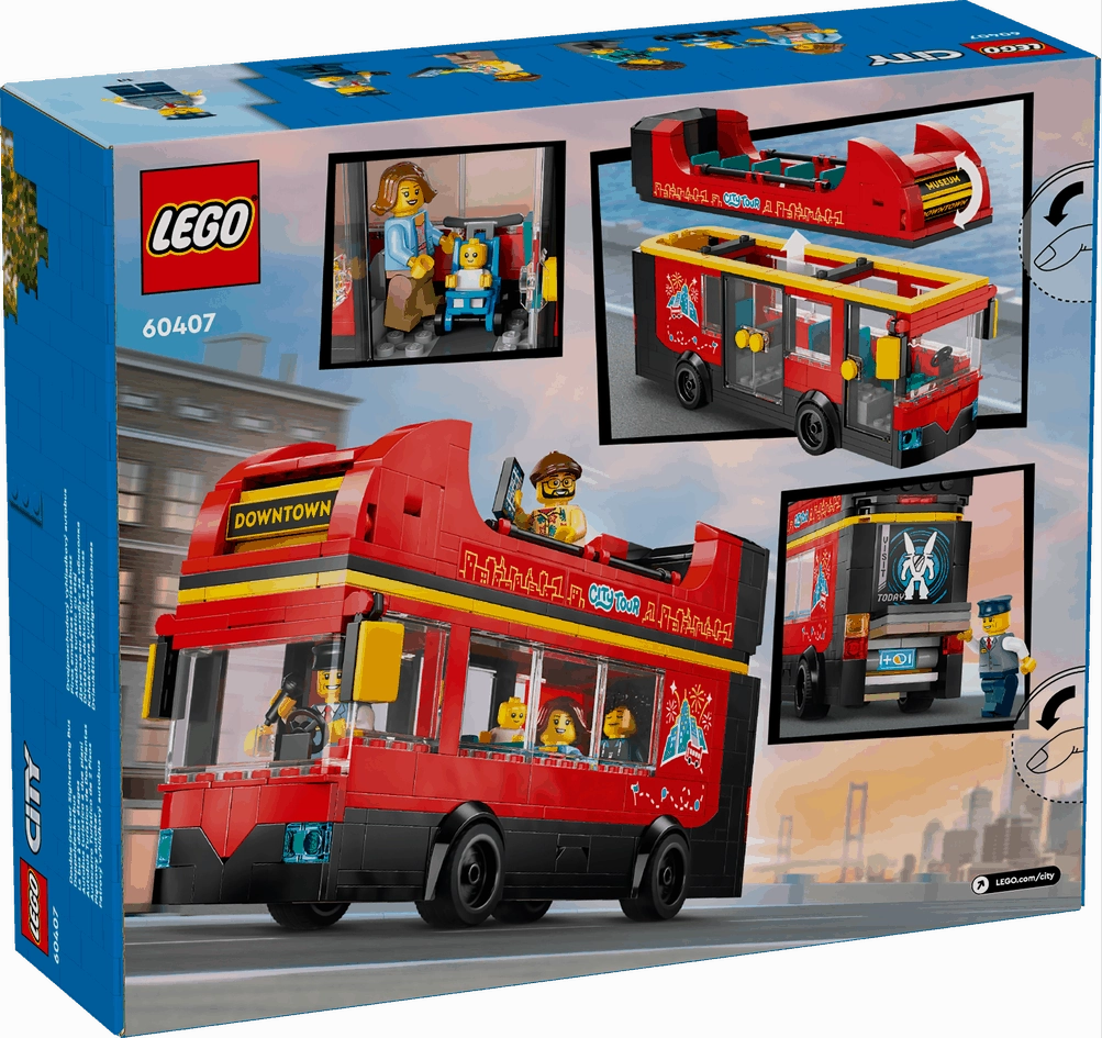 Lego City 60407 Red Double-Decker Sightseeing Bus Playset for Ages 7 
