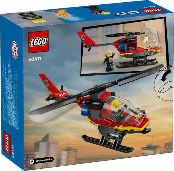Lego City 60411 Fire Rescue Helicopter Toy Playset for Ages 5 and Up