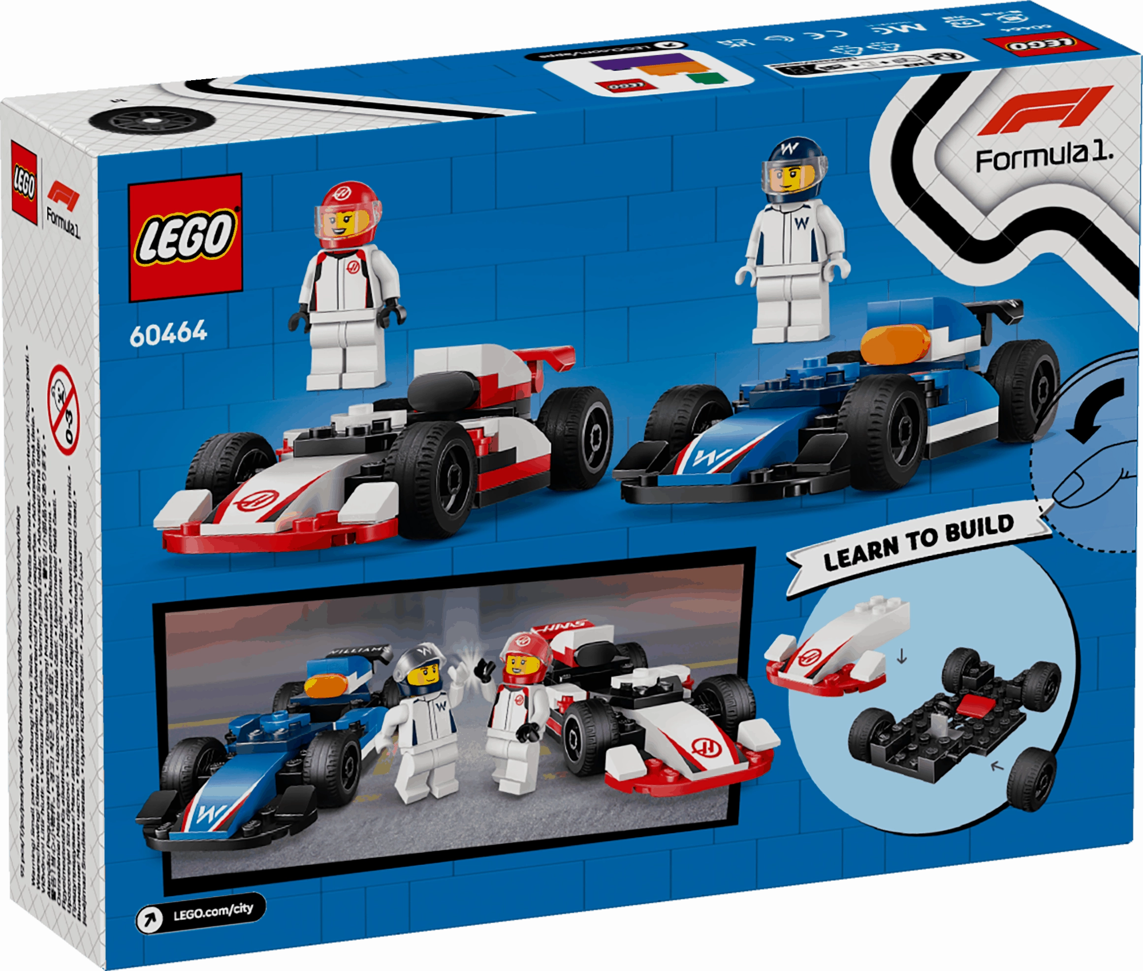 Lego City 60464 F1 Williams Racing & Haas F1 Race Cars for Ages 4 & Up