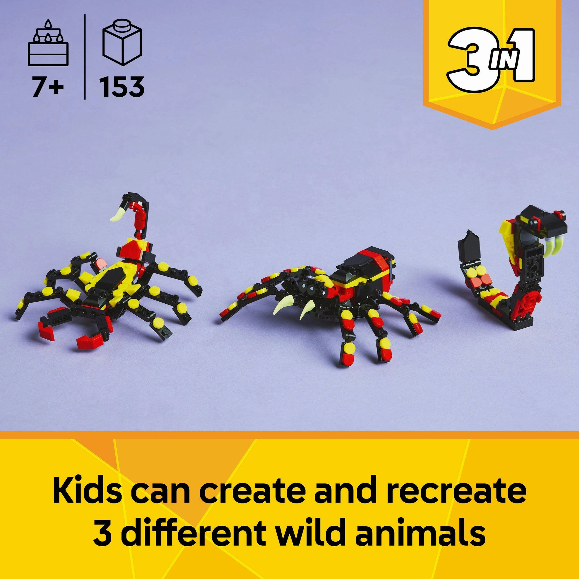 Lego Creator 3 in 1 31159 Wild Animals: Surprising Spider for Ages 7 