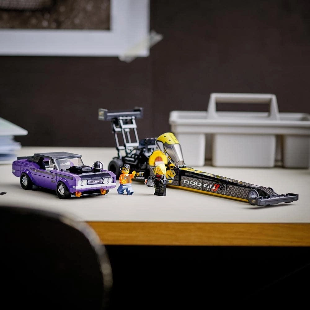 LEGO Speed Champions Mopar Dodge SRT Top Fuel Dragster & 1970 Dodge Challenger Building Kit for Ages 8 