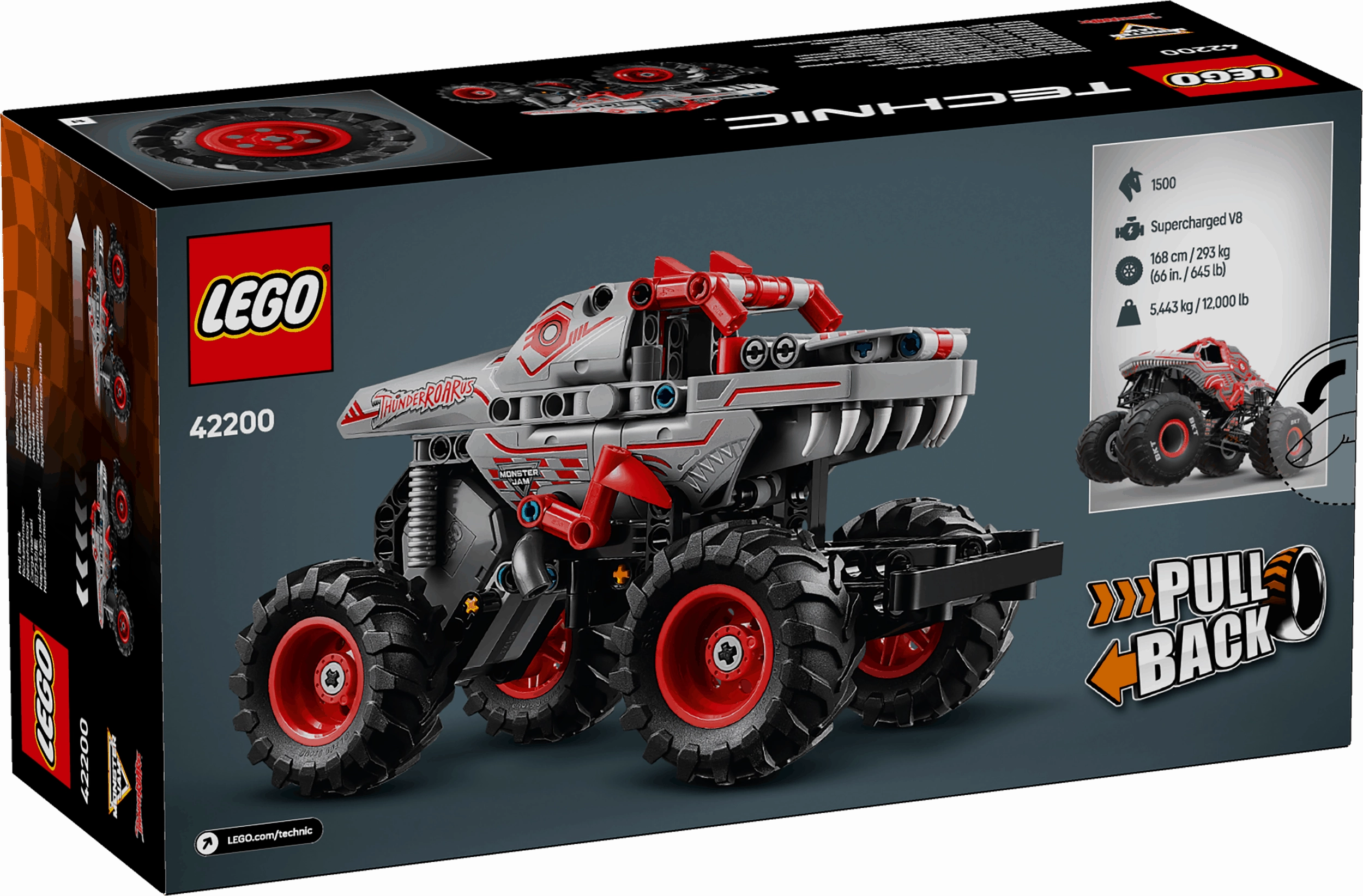 Lego Technic 42200 Monster Jam ThunderROARus Pull-Back Toy for Ages 7 