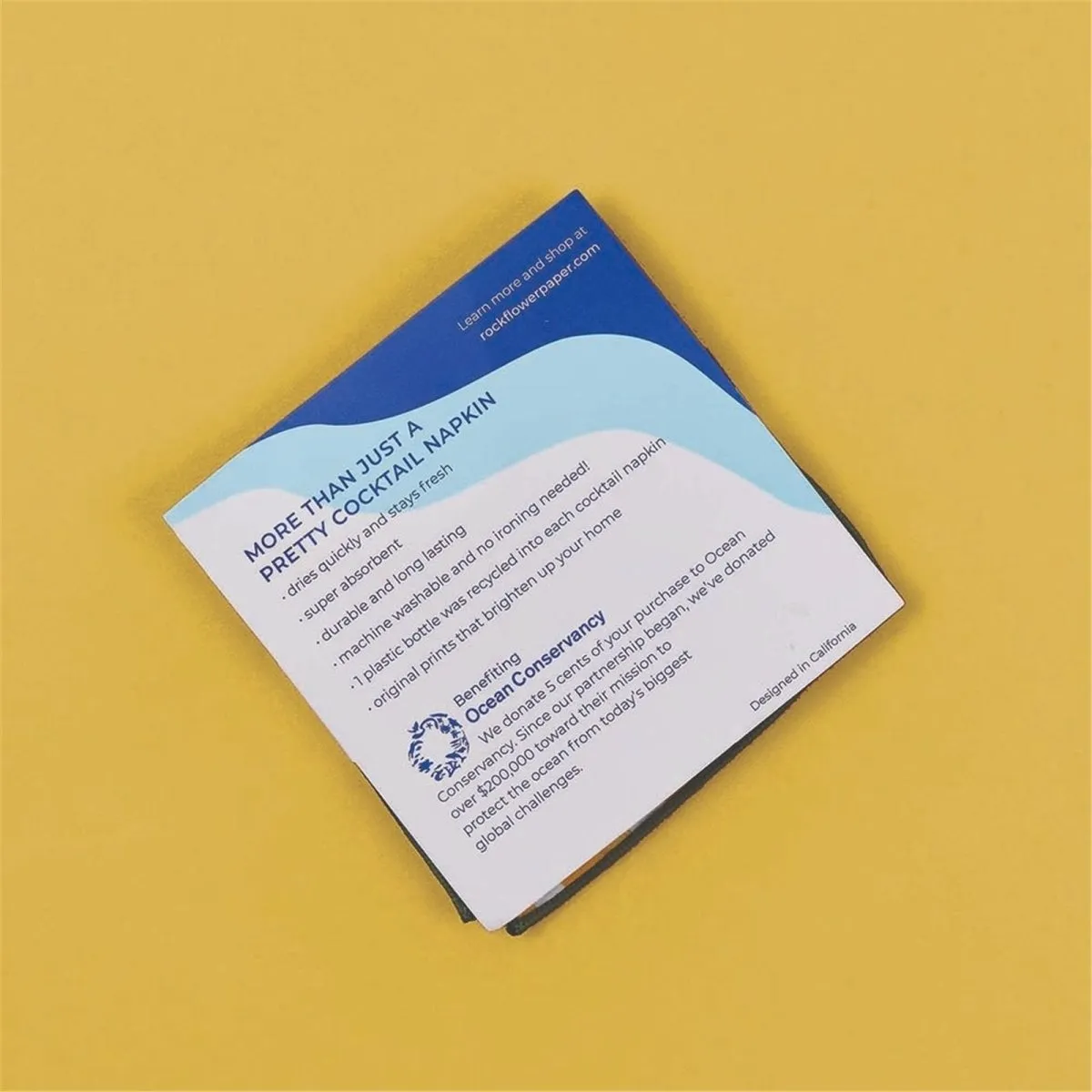 Lemon Blossoms blu Kitchen Reusable Cocktail Napkins Set of 8