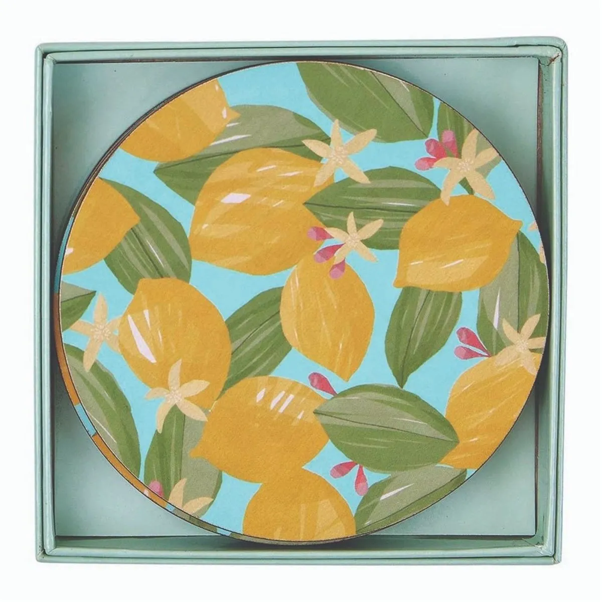 Lemon Blossoms Round Coaster - Set of 4