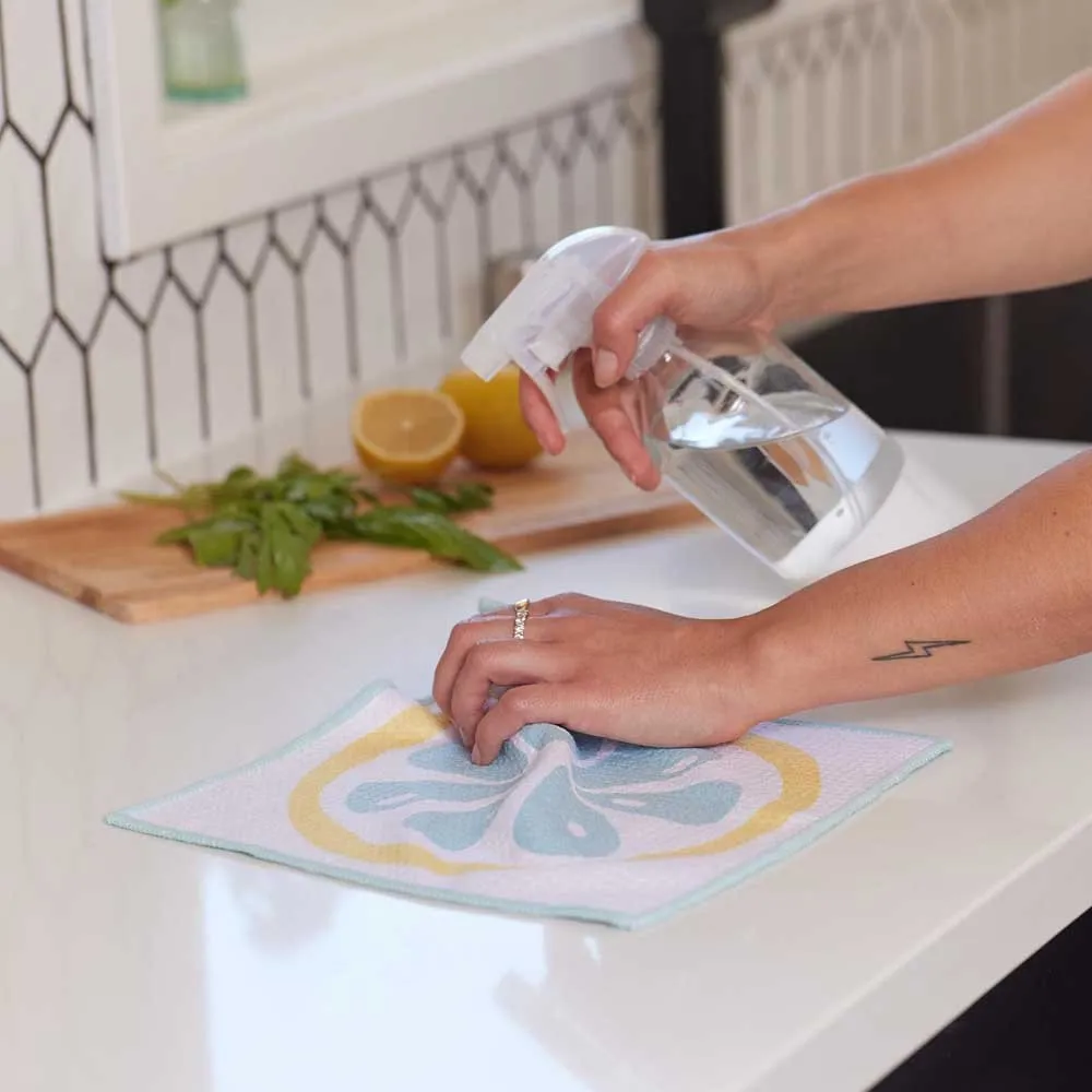 Lemon Slices blu Kitchen Dish Cloths (Set of 3)