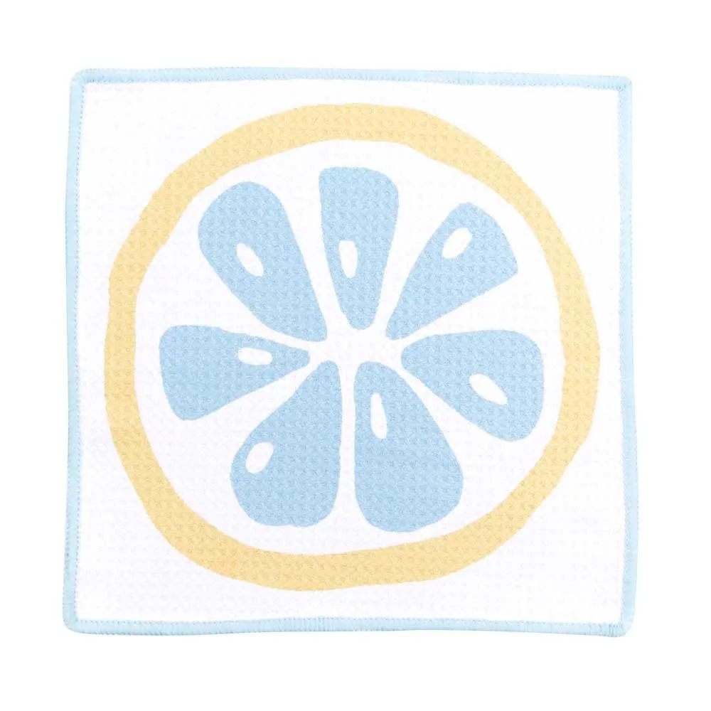 Lemon Slices blu Kitchen Dish Cloths (Set of 3)