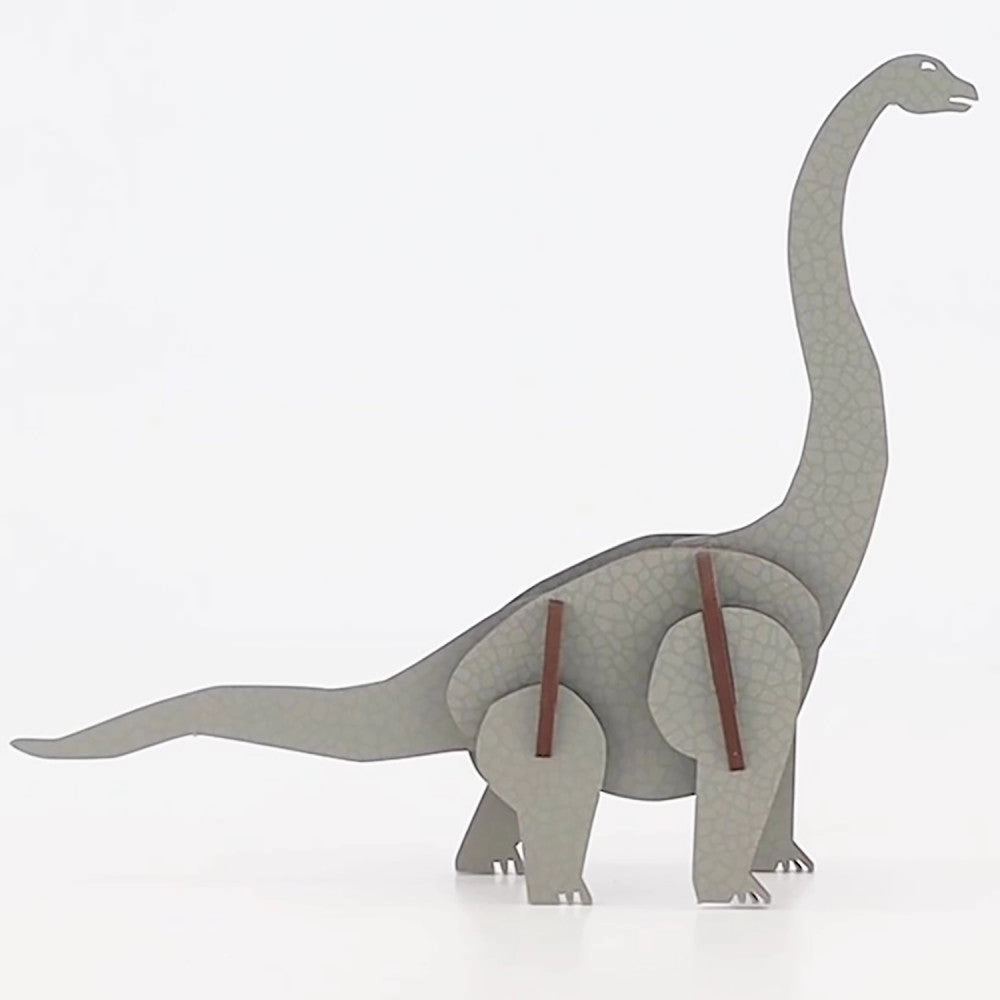 Little & Wood Brachiosaurus: Medium Grey 3D Wooden Dino Puzzle Kit