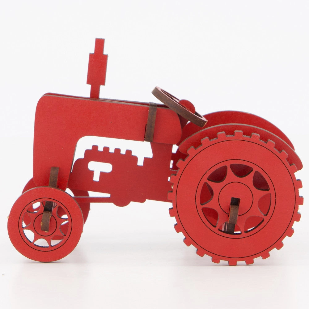 Little & Wood: Mighty Tractor - Red 3D Wooden Puzzle Kit