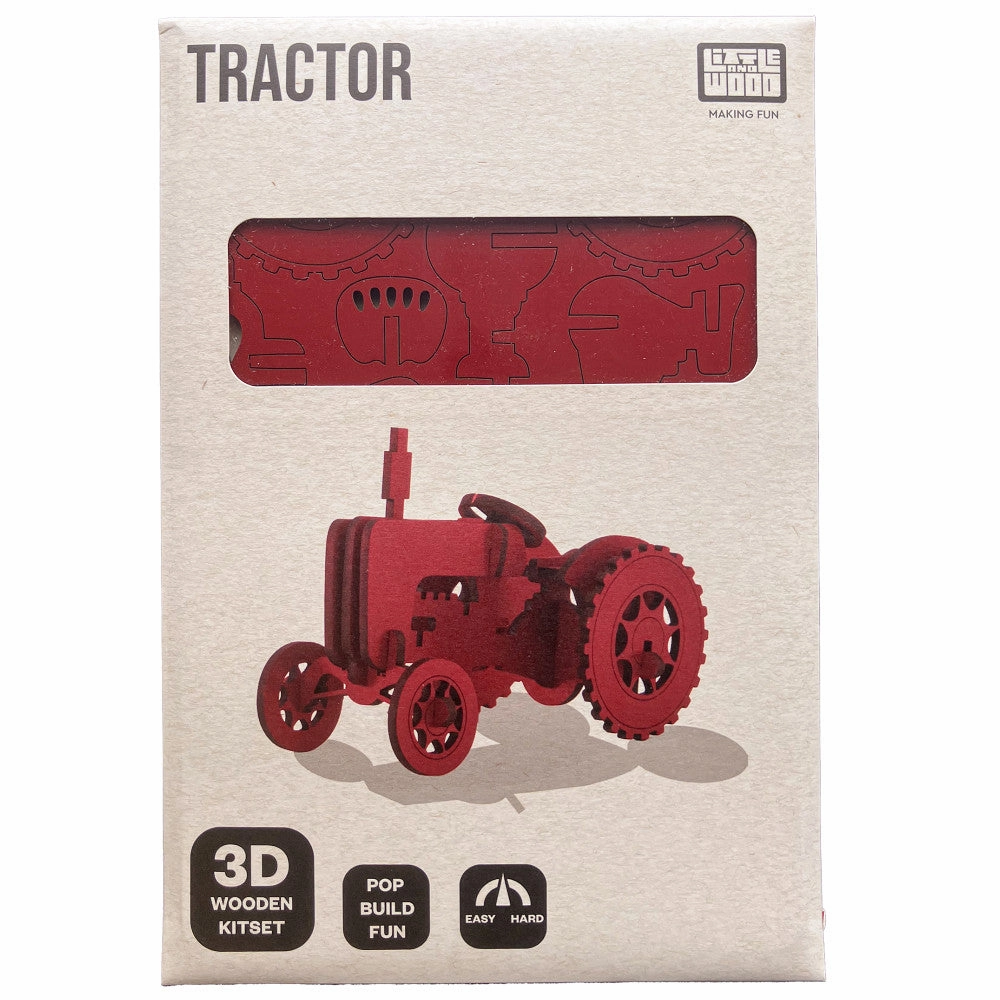 Little & Wood: Mighty Tractor - Red 3D Wooden Puzzle Kit