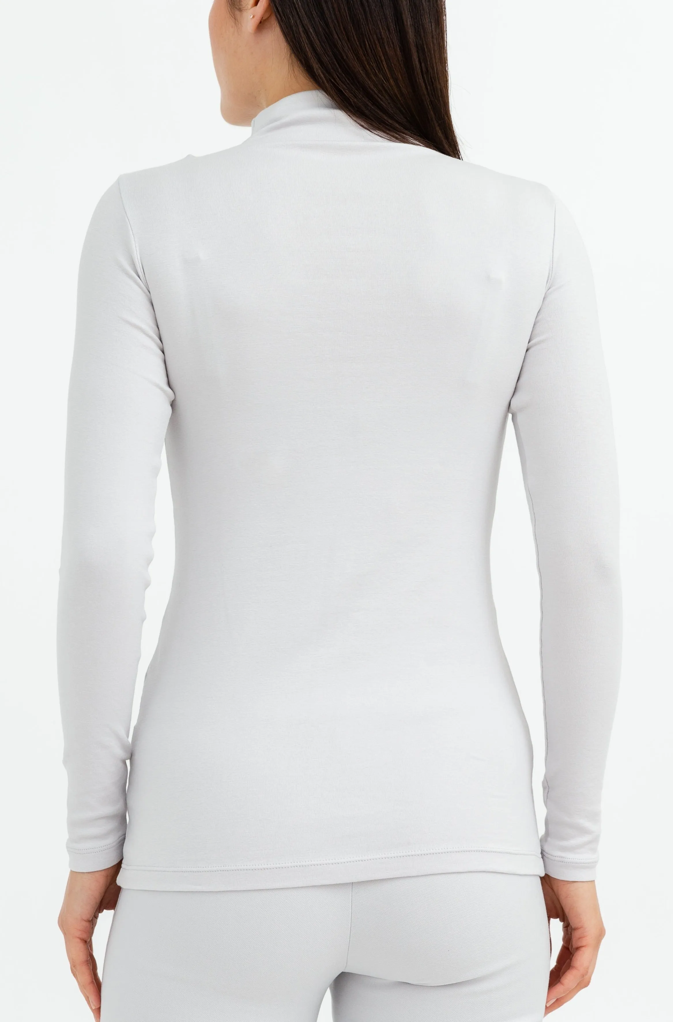 LONG SLEEVE HIGH NECK IN PIMA COTTON STRETCH