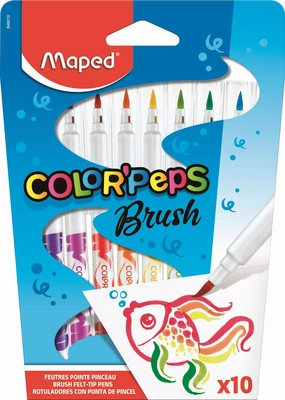 Maped Colour'Peps Pack of 10 Brush Tip Felt Tip Pens for Ages 3 and Up