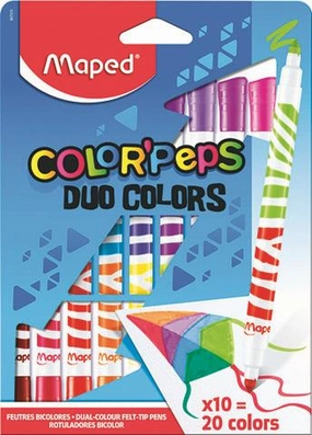 Maped Colour'Peps Pack of 10 Duo Colouring Felt Tip Pens for Ages 3 