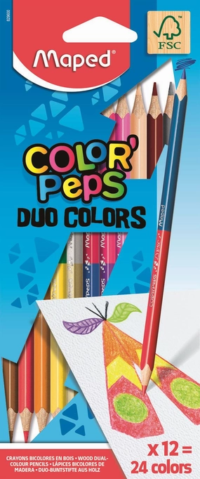 Maped Colour'Peps Pack of 12 Duo Colouring Pencils for Ages 3 and Up