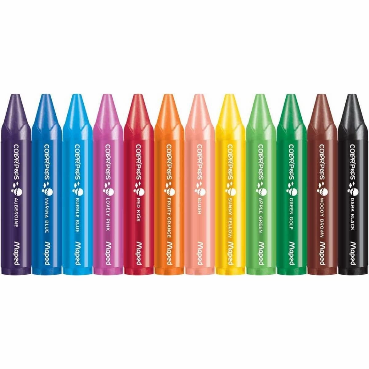 Maped Colour'Peps Pack of 12 My First Jumbo Wax Crayons for Age 1 & Up