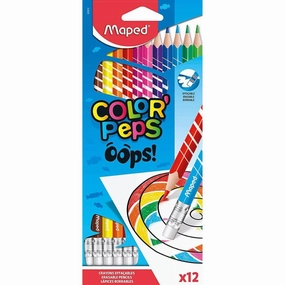 Maped Colour'Peps Pack of 12 Oops Erasable Colouring Pencils Ages 3 