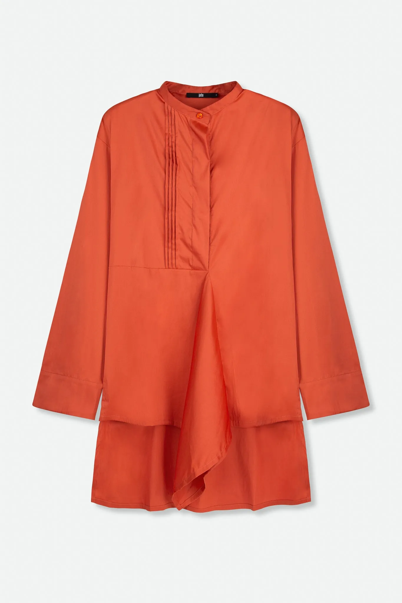 MARI PLEATED TUNIC BLOUSE IN ITALIAN COTTON STRETCH