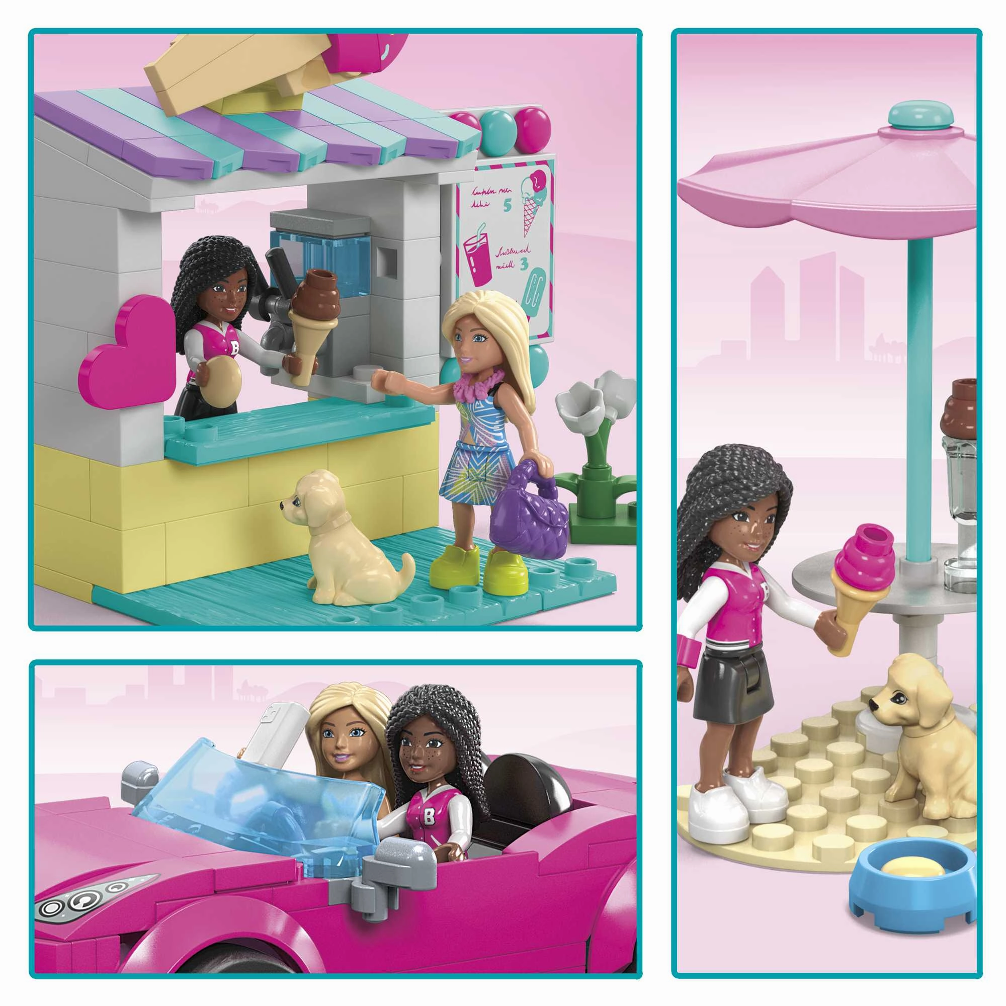 MEGA Construx Barbie The Movie Convertible & Ice Cream Stand Building Set