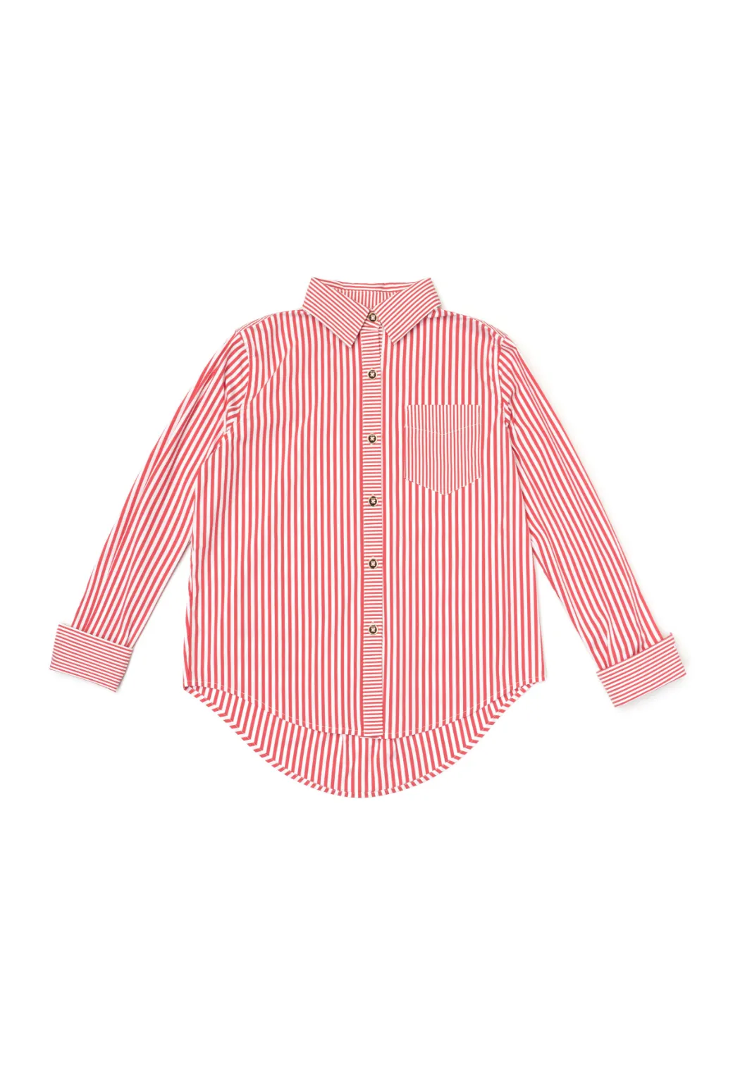 Mel Mixed Button Down Shirt - Red Stripe