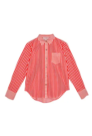 Mel Mixed Button Down Shirt - Tangerine Stripe