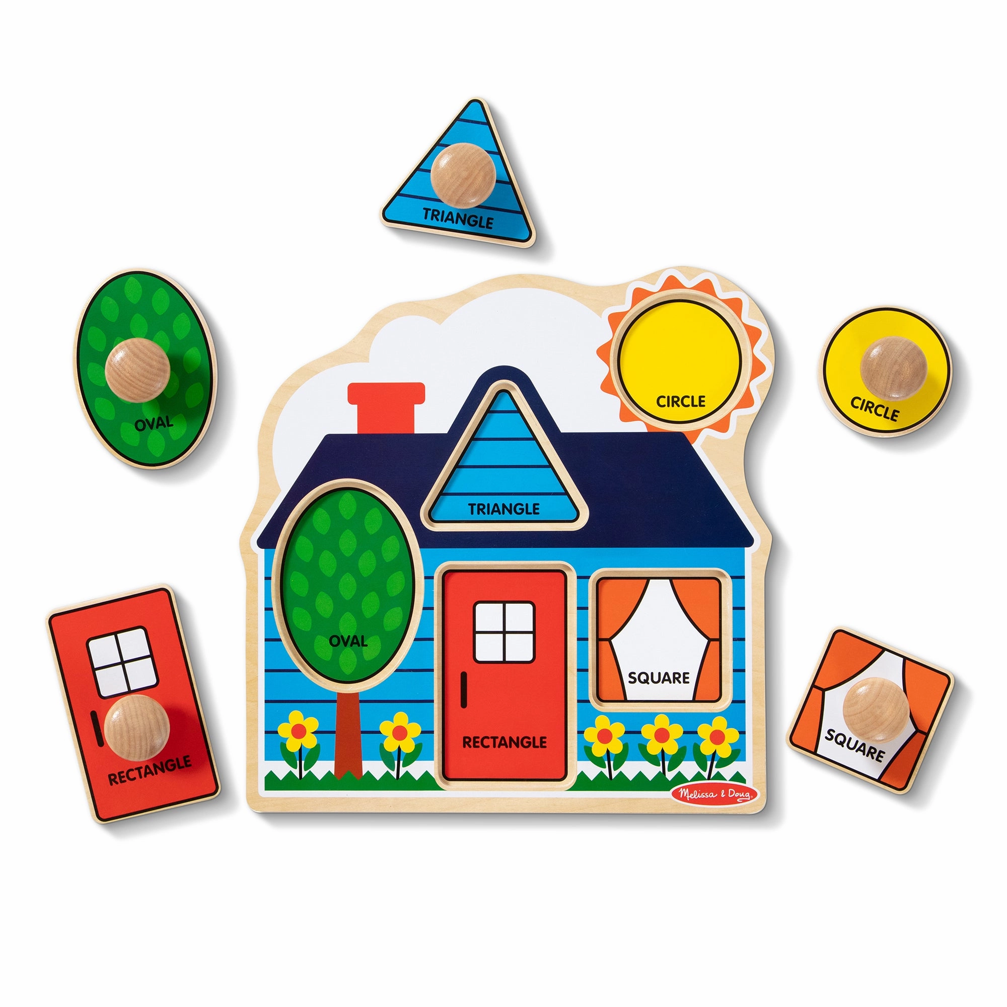 Melissa & Doug First Shapes Jumbo Knob Puzzle  Cabin & Cottage Theme
