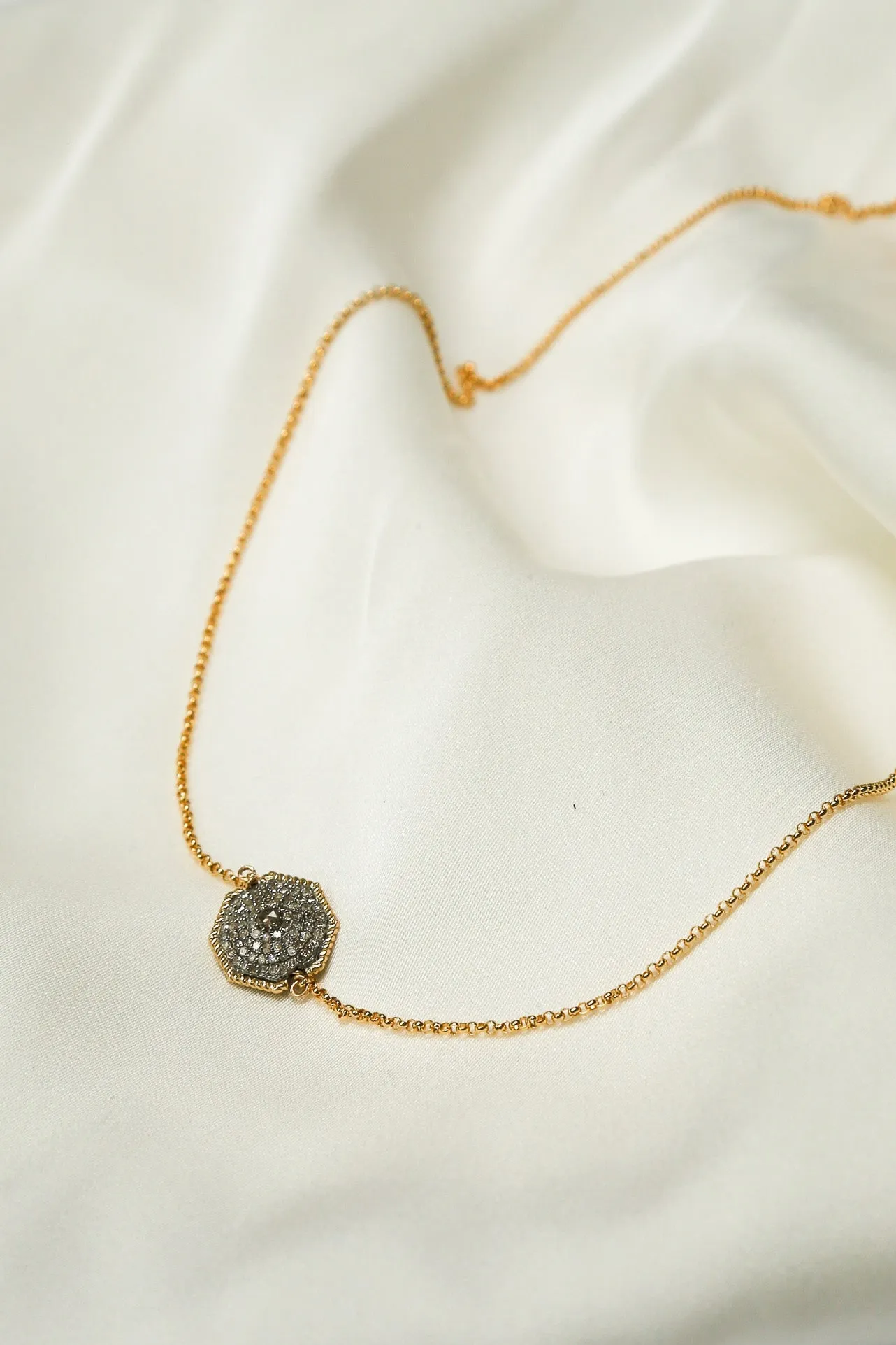 MIA DIAMOND HEX BEAD NECKLACE