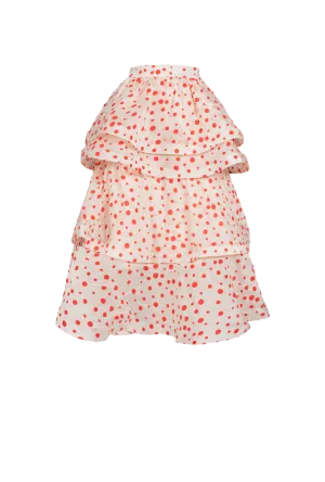 MIDI Teagan Tiered Skirt - Flocking Dot