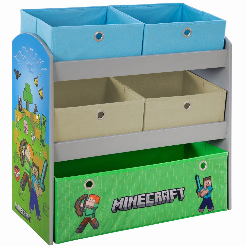 Minecraft Adventure Play Shelf with Themed Fabric Boxes